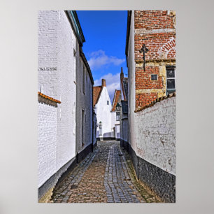 Póster centro histórico de Courtrai, Bélgica