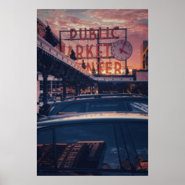 Poster Centro Icônico de Seattle Pike Market