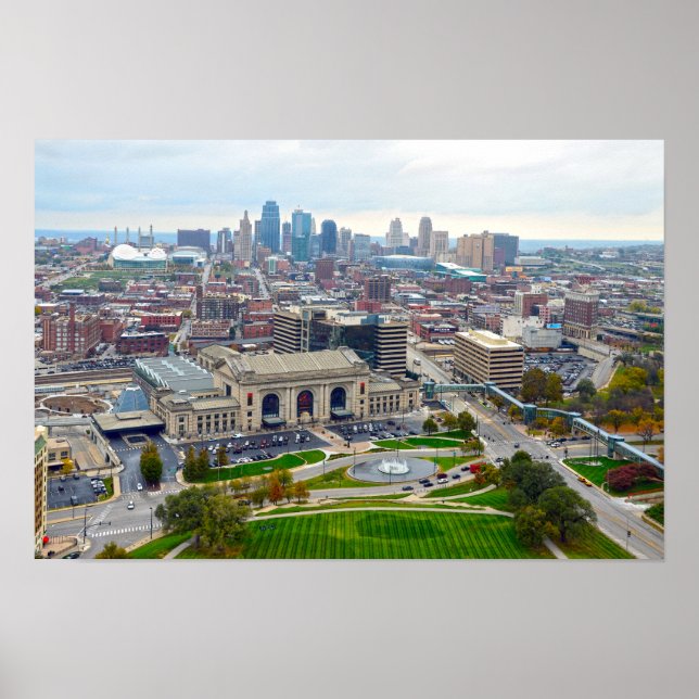 Póster Centro Kansas City, Missouri, Skyline (Frente)