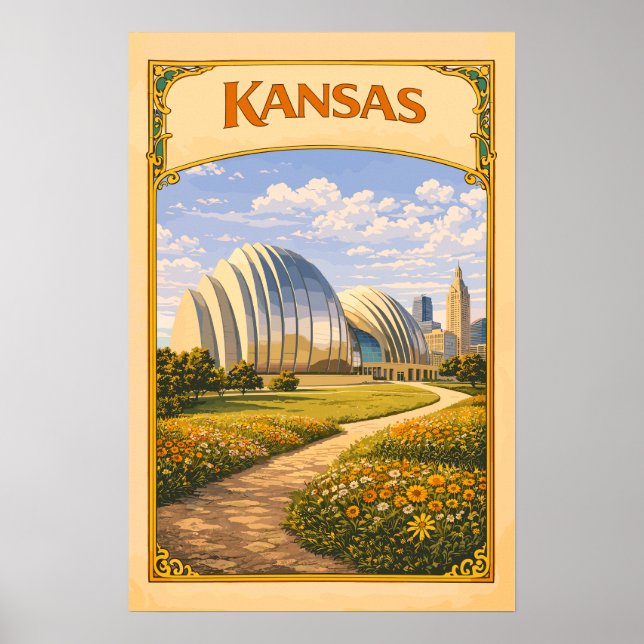 Poster Centro Kauffman Vintage do Kansas (Frente)