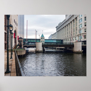 Poster centro milwaukee riverfront e arquitetura