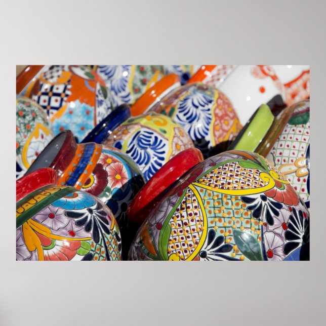 Póster Cerâmica colorida tradicional mexicana pintada man (Frente)