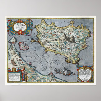 Poster cerca de 1610 Mapa Ischia