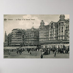 Poster  cerca de 1900 Ostend Beach e Grands Hotels