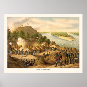Poster Cerco de Vicksburg por Kurz e Allison 1863
