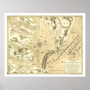 Poster Cerco do mapa 1781 de Yorktown