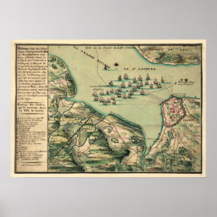 Póster Cerco do mapa de Quebeque
