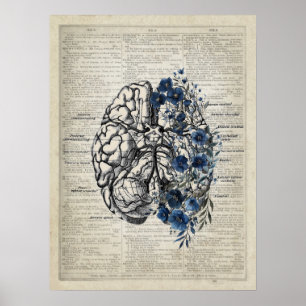Poster Cérebro com design do Tema da Neurociência das Flo