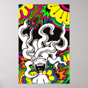 Póster Cérebro feliz psicadélico