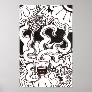 Póster Cérebro Feliz Psicodélico