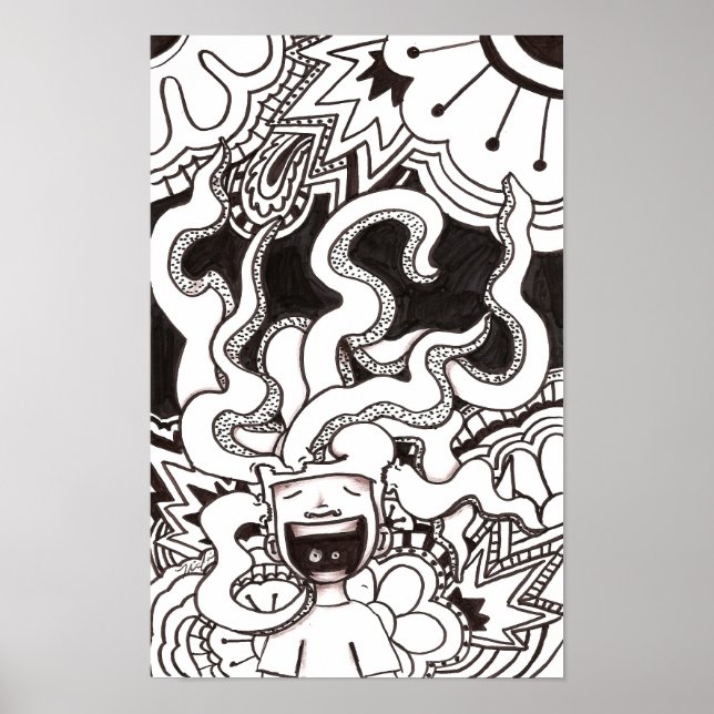 Póster Cérebro Feliz Psicodélico (Frente)