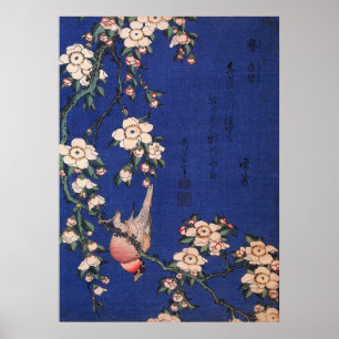 Póster Cereja e Bullfinch chorando, Hokusai