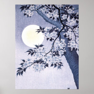 Poster Cereja florescente na Noite da Lua Ohara Koson 18