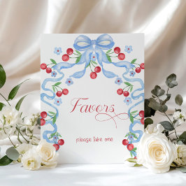 Poster Cereja no topo Favor de Laço Azul Baby shower