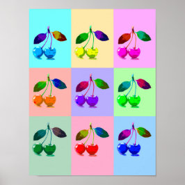 Poster Cerejas coloridas - Pop Art