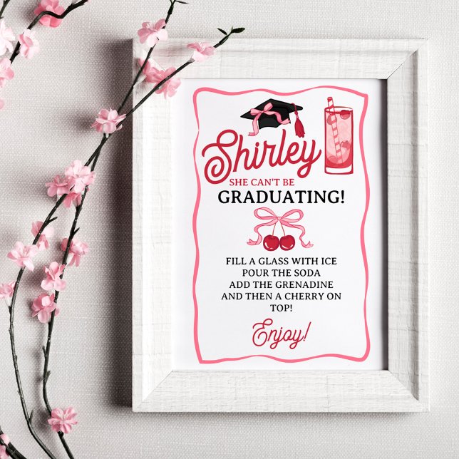 Poster Cerejas com Laço Rosa Formatura Bebida Shirley Bar (Criador carregado)