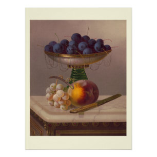 Póster Cerejas, pêssegos e uvas vivas