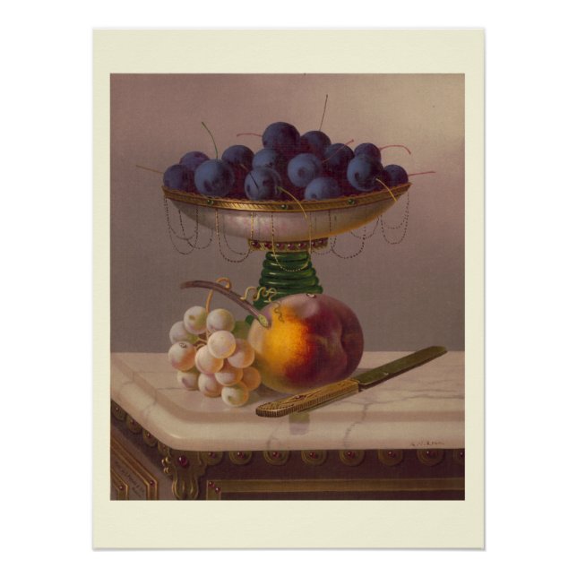 Póster Cerejas, pêssegos e uvas vivas (Frente)