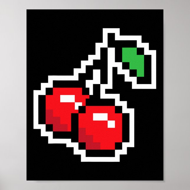 Poster Cerejas Pixel Fantasia de Halloween de Video Game  (Frente)