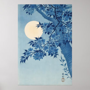 Poster Cerejeira em Flor numa Noite enluarada Fine Japonê