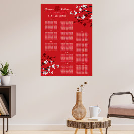 Poster Cerejeiras Duplo Xi Quadro de Assentos para Casame