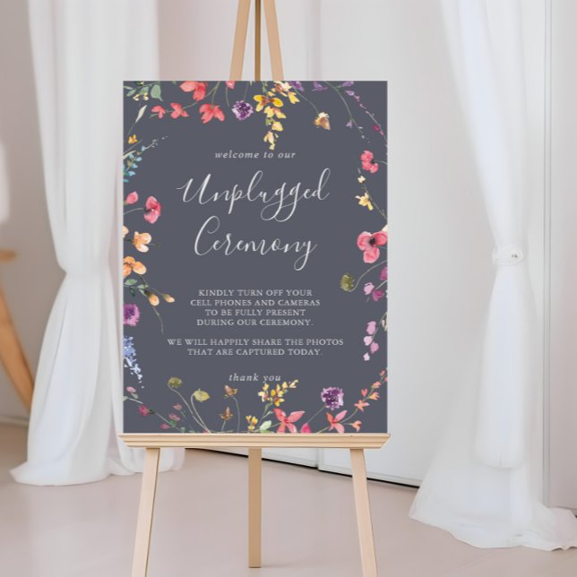 Poster Cerimônia Clássica Azul Selvagem Floral Desplugada (Criador carregado)