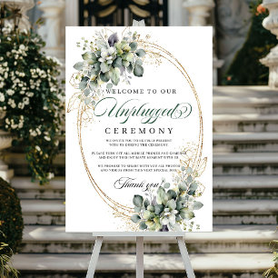Poster Cerimônia de Casamento Botânica Verde Branco Desco