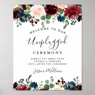Poster Cerimônia de Casamento Burgundy Navy Blush Unplugg