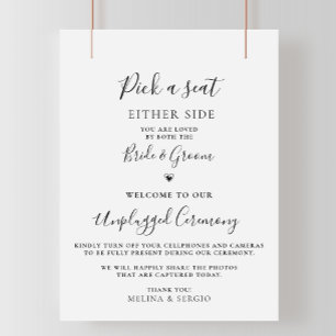 Poster Cerimônia de Casamento de Caligrafia Minimalista