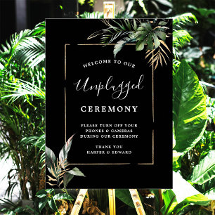 Poster Cerimônia de Casamento de Folhagem Tropical Selva