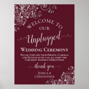 Poster Cerimônia de casamento desplugada do Burgundy e Si