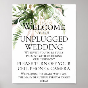 Poster Cerimônia de casamento desplugada em verde tropica