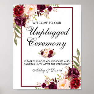 Poster Cerimónia de casamento floral de Borgonha