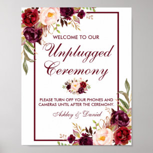 Poster Cerimónia de casamento floral de Borgonha