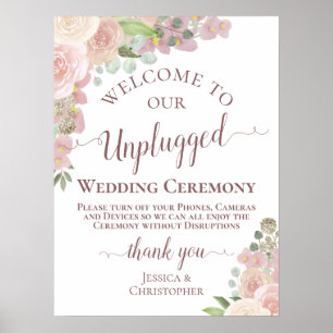 Poster Cerimônia de Casamento Floral Desplugado bonito Ro