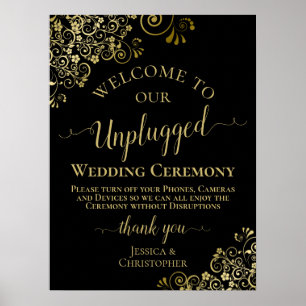 Poster Cerimônia de Casamento Na moda e Dourado desplugad