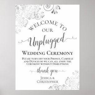 Poster Cerimônia De Casamento Sem Ligas De Prata Elegante