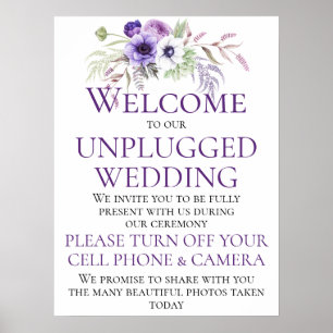 Poster Cerimônia de Casamento Sem Tomada de Lavanda Roxa