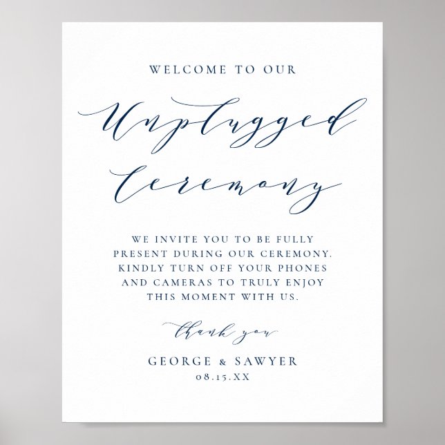 Poster Cerimônia de Casamento Unplugado de Script Minimal (Frente)