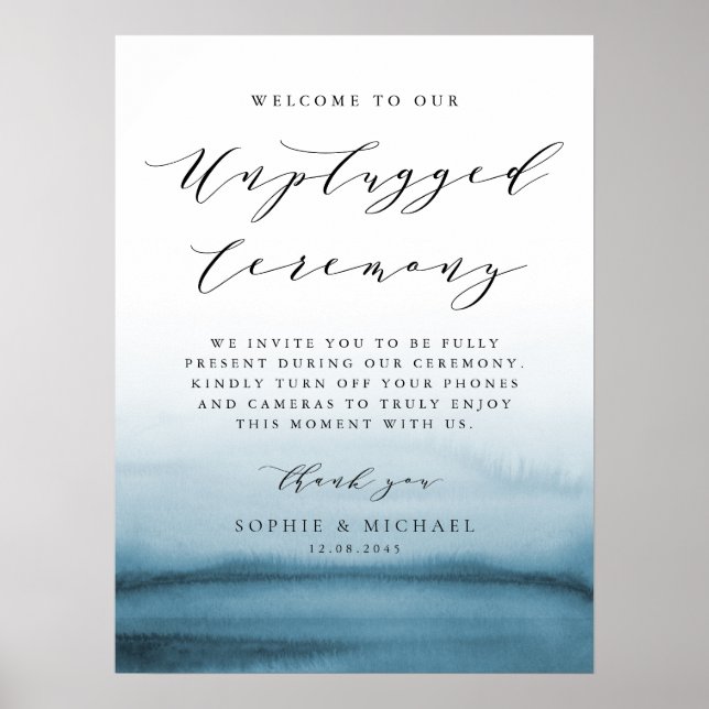 Poster Cerimônia de Casamento Unplugged de Ombre Azul de  (Frente)