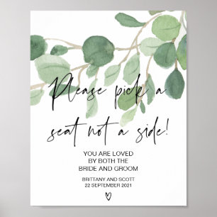 Poster Cerimônia de Casamento Verde Escolha um assento n