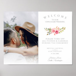Poster Cerimônia Desplugada de Casamento de Rosas Rosa
