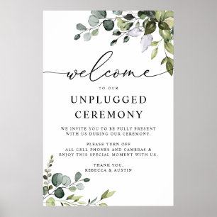 Poster Cerimônia Não Ligada de Casamento Verde Elegante