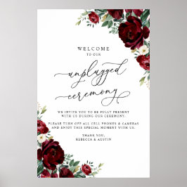 Poster Cerimônia Rústica de Casamento Floral Vermelho Des