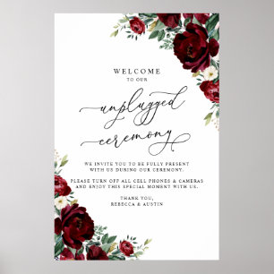 Poster Cerimônia Rústica de Casamento Floral Vermelho Des