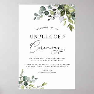 Poster Cerimônia simples de casamento verde desplugado