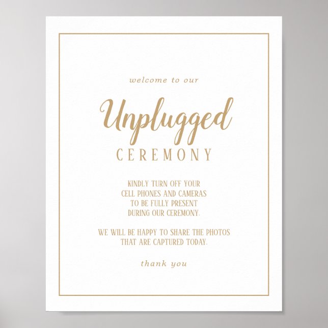 Poster Cerimônia Simples Minimalista|Dourada de Quadro De (Frente)