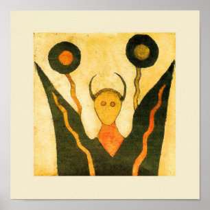 Poster Cerimonial Americana Nativa de Tambor de Mão Quadr