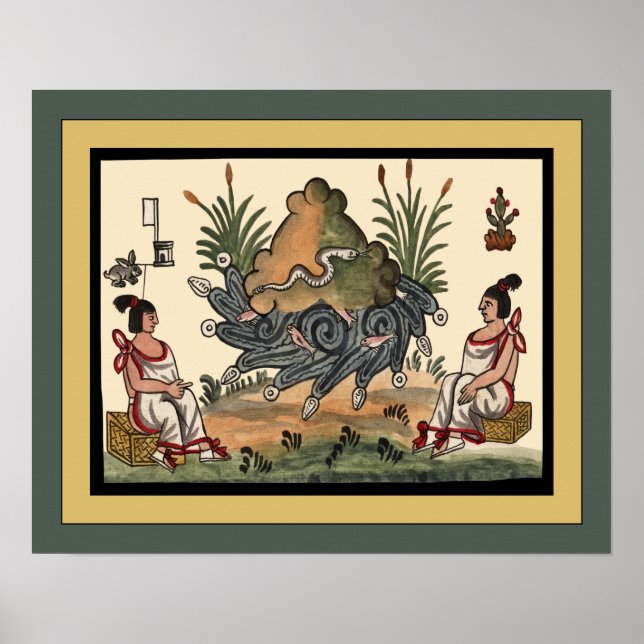 Poster Cerimônias astecas ~ Arqueologia ~ Tovar Codex ~ * (Frente)