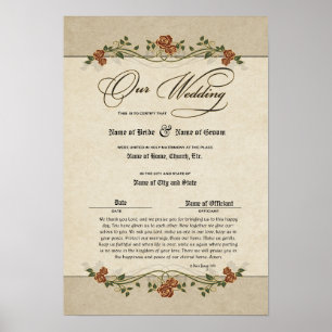 Poster Certificado Casamento-União-(Enfeite de Lembrança)